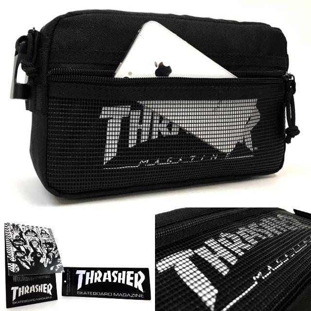 THRASHER(スラッシャー)の【THRASHER】2Wayミニショルダー［BK/WH(メッシュ)］ メンズのバッグ(ショルダーバッグ)の商品写真