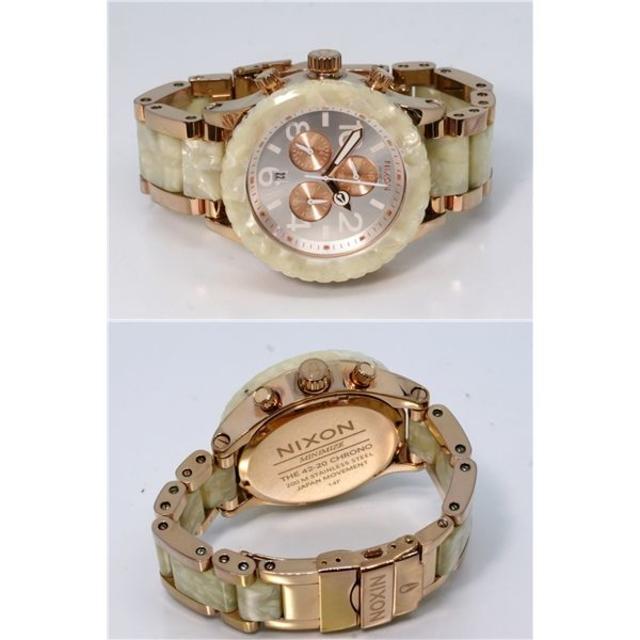 NIXON(ニクソン)のNIXON42-20 クロノ ローズゴールド/ホワイトグラニットA03710美品 メンズの時計(腕時計(アナログ))の商品写真