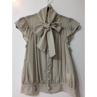 プロポーションボディドレッシング(PROPORTION BODY DRESSING)の【プロポーションボディードレッシング】ドットリボンブラウス(シャツ/ブラウス(半袖/袖なし))