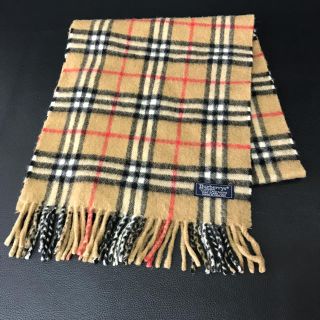 バーバリー(BURBERRY)のバーバリー カシミヤ マフラー チェック ベージュ ブラウン 茶色(マフラー/ショール)