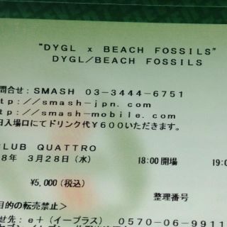 DYGL beach fossils 東京 チケット 1枚(国内アーティスト)