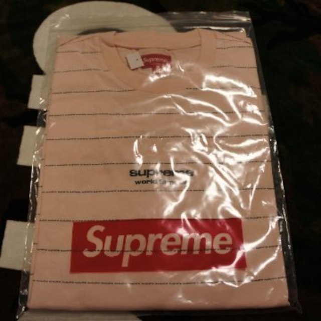 込み supreme logo stripe l/s top Pink L