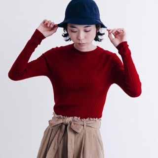 メルロー(merlot)の新品！merlot  メルロー ワイドリブニットトップス(ニット/セーター)