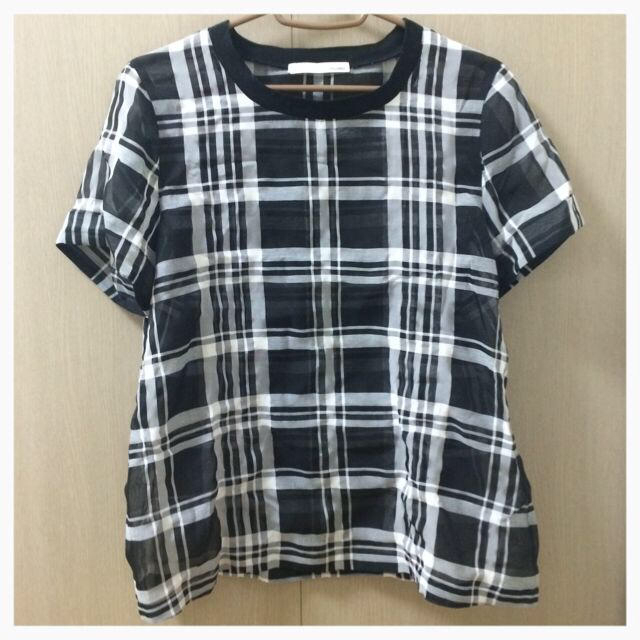 moussy(マウジー)のmoussy チェック柄シフォントップス レディースのトップス(Tシャツ(半袖/袖なし))の商品写真