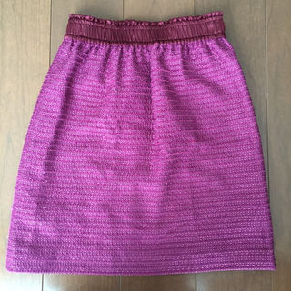 エヌナチュラルビューティーベーシック(N.Natural beauty basic)のピンクのツイードスカート 送料込(ひざ丈スカート)