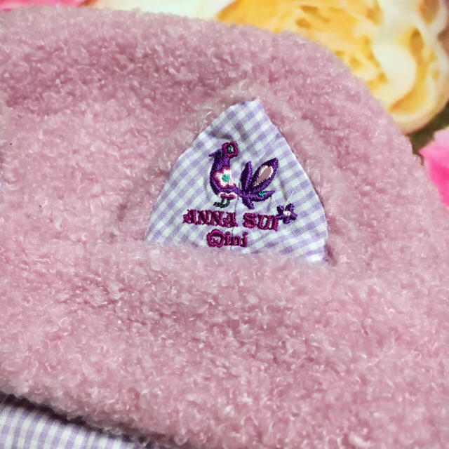 ANNA SUI mini(アナスイミニ)のアナスイミニ ベビー帽子 ネコ耳 もこもこ ニット帽 猫耳 キッズ/ベビー/マタニティのこども用ファッション小物(帽子)の商品写真