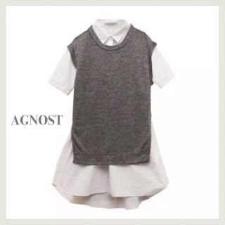 ナルシス(Narcissus)のAGNOST シャツワンピース×ニットベストSET(ミニワンピース)