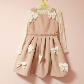 スワンキス(Swankiss)の✩swankiss*新品*おりぼんジャンパースカート*(ミニワンピース)