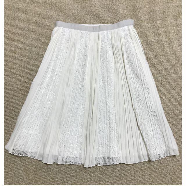 JUSGLITTY(ジャスグリッティー)の美品♡ジャスグリッティー　レースプリーツスカート　白 レディースのスカート(ひざ丈スカート)の商品写真