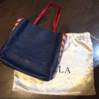 フルラ(Furla)のフルラ☺︎ネイビー×ボーダートート(トートバッグ)