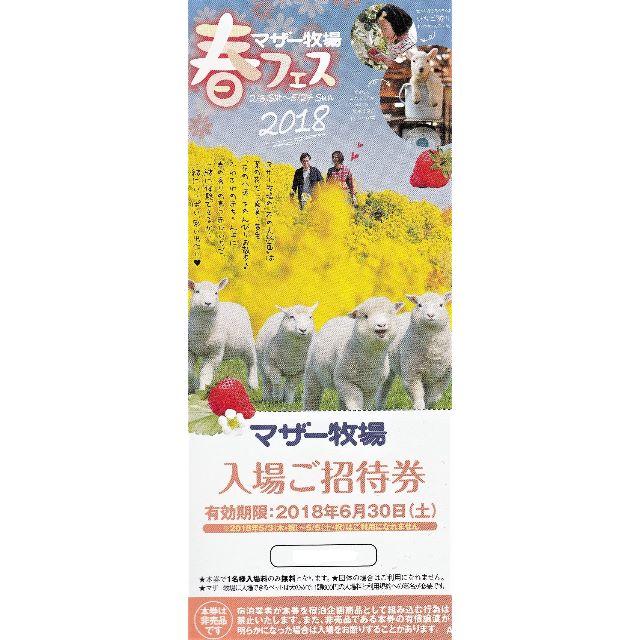 マザー牧場入場招待券４枚売り。期限３０年６月３０日 チケットの施設利用券(遊園地/テーマパーク)の商品写真