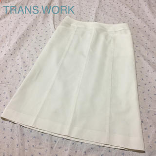 トランスワーク(TRANS WORK)の美品 トランスワーク 日本製 ひざ下丈 シンプル スカート 春夏(ひざ丈スカート)