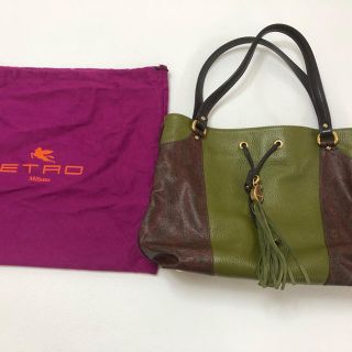 ETRO - 美品 エトロ ペイズリー柄フリンジチャーム付きレザートート