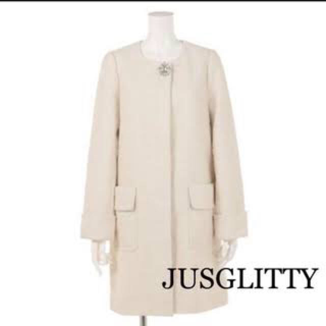 JUSGLITTY(ジャスグリッティー)のジャスグリッティー♡ビジューツイードスプリングコート レディースのジャケット/アウター(スプリングコート)の商品写真