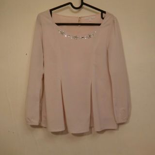 プロポーションボディドレッシング(PROPORTION BODY DRESSING)のPROPORTION BOBY DRESSING ピンク　ビジュー　ペプラム(シャツ/ブラウス(長袖/七分))