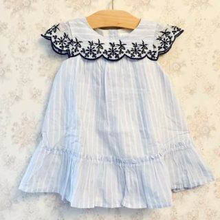 ベビーギャップ(babyGAP)の【大人気♡再値下げ】Gap baby 80cm 刺繍 ワンピース ストライプ(ワンピース)