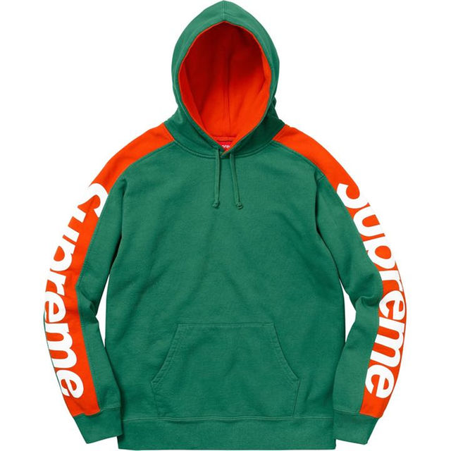 緑M Supreme Sideline Hooded 袖ロゴ-