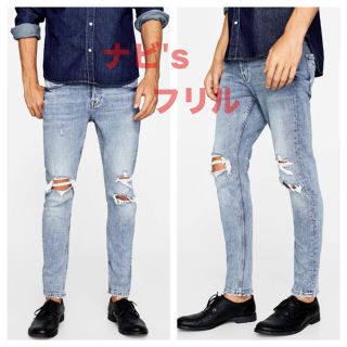 ザラ(ZARA)の新品 完売 ZARA MAN スキニー ダメージ ストレッチ 38 30 デニム(デニム/ジーンズ)