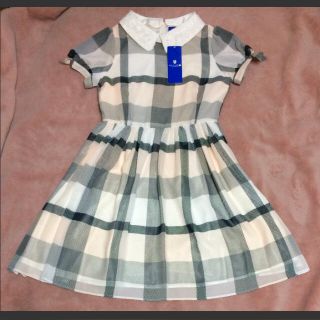 バーバリーブルーレーベル(BURBERRY BLUE LABEL)の新品タグ付き☆ブルーレーベル クレストブリッジ レース付け襟チェックワンピース(ひざ丈ワンピース)