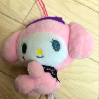 マイメロディ(マイメロディ)の美品 ふわふわモコモコマイメロのぬいぐるみストラップ おまけ付き(ぬいぐるみ/人形)