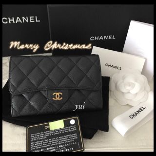 CHANEL - 正規 美品 シャネル マトラッセ キャビアスキン 中財布