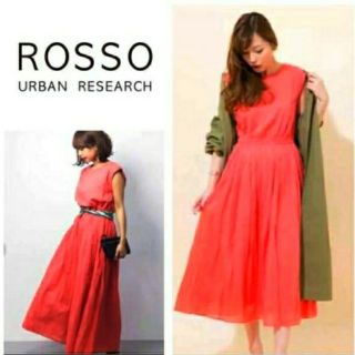 アーバンリサーチロッソ(URBAN RESEARCH ROSSO)のアーバンリサーチロッソ★インド綿★マキシワンピース★マキシワンピ★オレンジ(ロングワンピース/マキシワンピース)