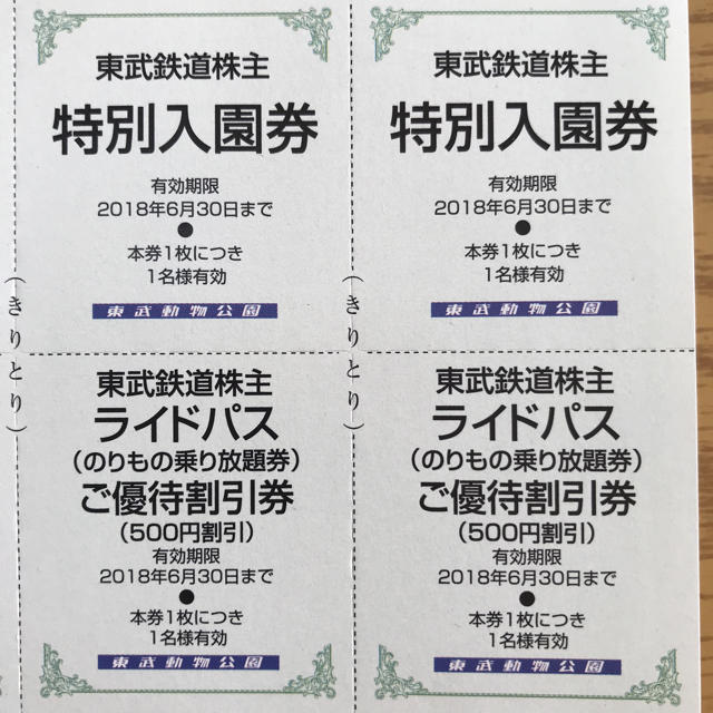 2名様分☆東武動物公園 入園券 + ライドパス割引券 R チケットの施設利用券(動物園)の商品写真