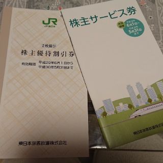 ジェイアール(JR)のJR東日本株主優待割引券2枚綴り＋株主サービス券(鉄道乗車券)