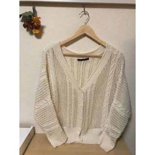 ヘザー(heather)のスカシケーブルカーディガン（ホワイト）(カーディガン)