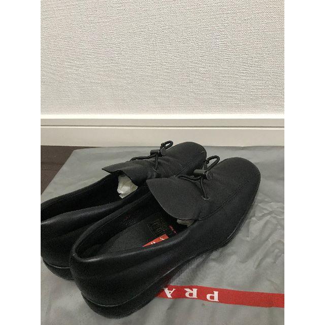 PRADA(プラダ)の●4.2万プラダスポーツ総カーフ革レザー刻印入りドローコード付シューズ細身美品↑ レディースの靴/シューズ(スニーカー)の商品写真