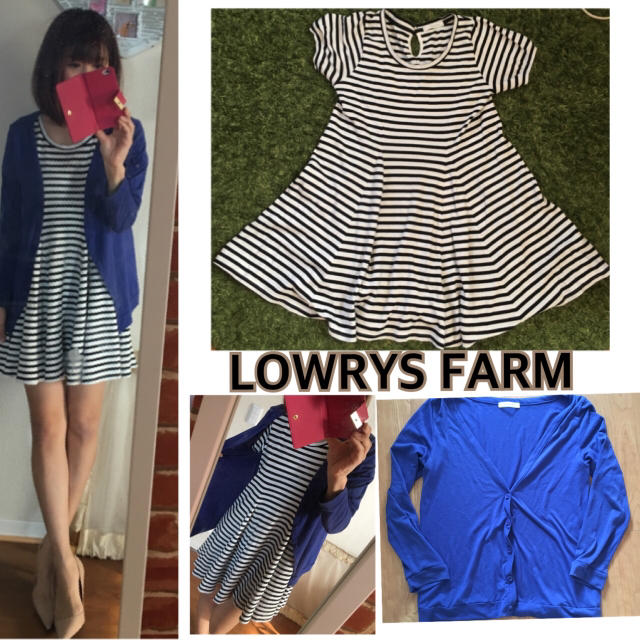 LOWRYS FARM(ローリーズファーム)のボーダーワンピース カーディガンおまけ。 レディースのワンピース(ひざ丈ワンピース)の商品写真