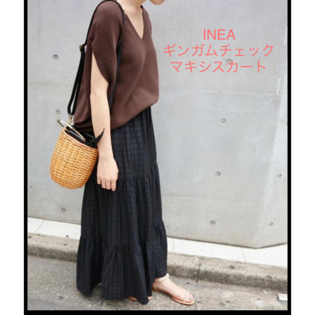 IENA(イエナ)のINEA ギンガムチェック マキシスカート size40 レディースのスカート(ロングスカート)の商品写真