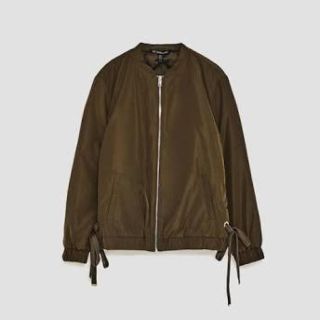 ザラ(ZARA)のZARA リボン付きボンバージャケット MA-1 Mサイズ(ブルゾン)