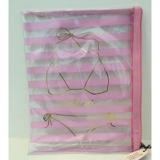 Victoria's Secret(ヴィクトリアズシークレット)の【未使用】ヴィクトリアシークレット ビニールバッグ ピンク×ゴールド レディースのファッション小物(ポーチ)の商品写真