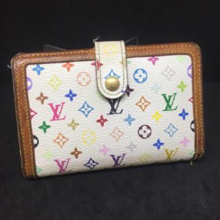 ルイヴィトン(LOUIS VUITTON)の【Louis Vuitton】がま口折り財布★　マルチカラー　ホワイト　ヴィトン(財布)