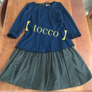 トッコ(tocco)の【tocco】バックデザインもかわいい★バイカラーワンピース(ひざ丈ワンピース)