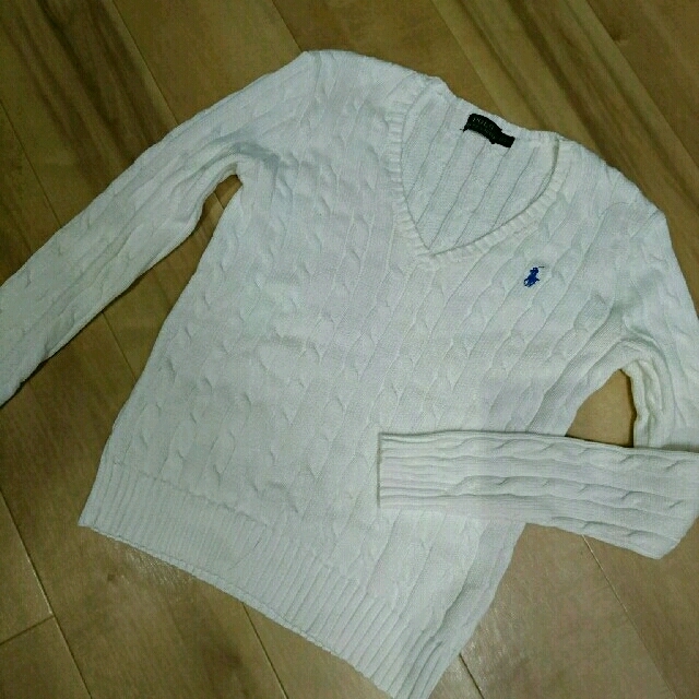 POLO RALPH LAUREN(ポロラルフローレン)のポロラルフローレン◆春ポニー縄編みVネックニット❤ レディースのトップス(ニット/セーター)の商品写真