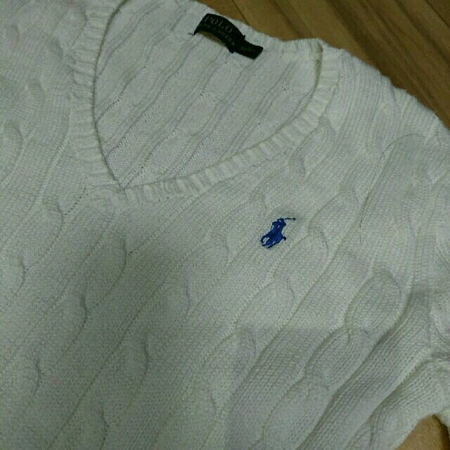 POLO RALPH LAUREN(ポロラルフローレン)のポロラルフローレン◆春ポニー縄編みVネックニット❤ レディースのトップス(ニット/セーター)の商品写真