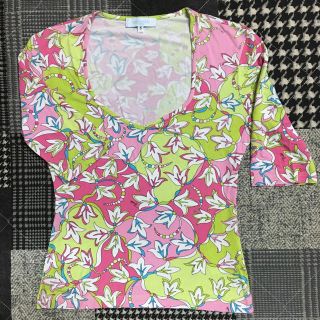 エミリオプッチ(EMILIO PUCCI)の★エミリオ プッチ★春色 カットソー ピンク グリーン 美品(Tシャツ(長袖/七分))