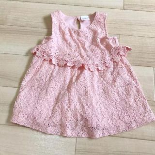 エイチアンドエム(H&M)のH&M 4-6m レースお花ピンクワンピース(ワンピース)