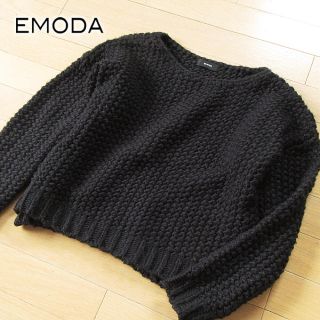 エモダ(EMODA)の美品 フリーサイズ EMODA エモダ ショート丈ニット ブラック(ニット/セーター)