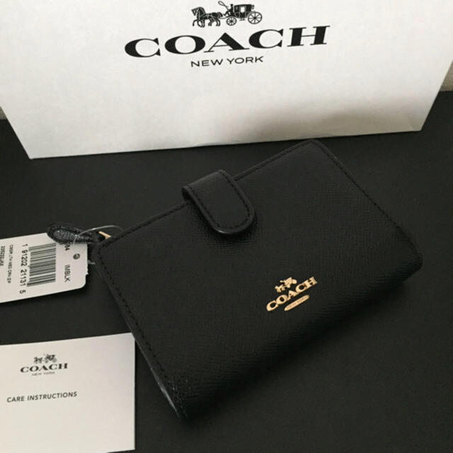 COACH(コーチ)のCOACH コーチ 折り財布 ブラック 黒 二つ折り財布 レディースのファッション小物(財布)の商品写真