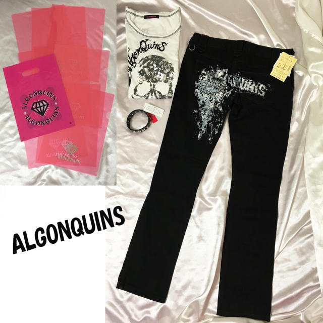 ALGONQUINS(アルゴンキン)の送料無料ALGONQUINSアルゴンキンユニセックスダメージデニムパンツおまけ付 レディースのパンツ(デニム/ジーンズ)の商品写真