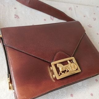 セリーヌ(celine)のセリーヌ☆激レア！馬車金具ヴィンテージ2wayショルダーバッグ☆ダークブラウン(ショルダーバッグ)