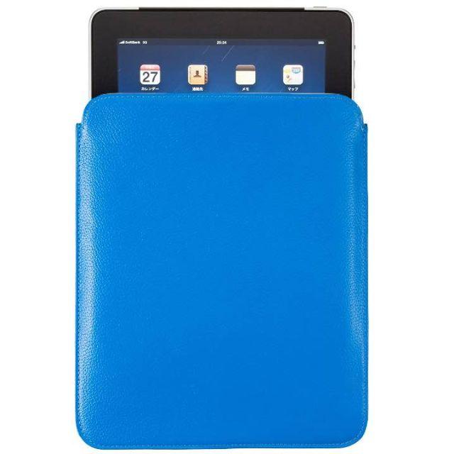 iPad 9.7 インチ用 レザーケース 牛革 ブルー SoftBank スマホ/家電/カメラのスマホアクセサリー(iPadケース)の商品写真