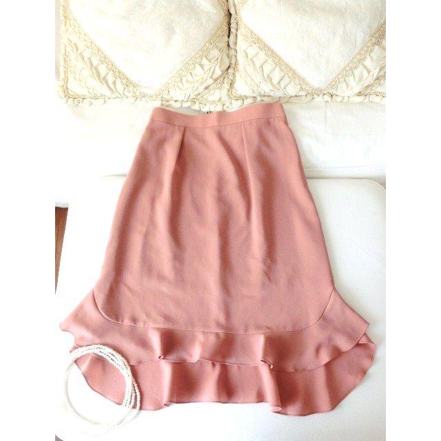 MELROSE - 美品◆マルティニーク◆上品な裾フレアースカート◆ピンクベージュ