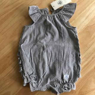 プチバトー(PETIT BATEAU)の新品】プチバトー♡ロンパース 3m 60㎝(ロンパース)