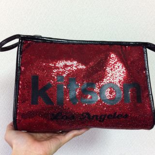 キットソン(KITSON)のkitson♡赤ラメBigポーチ(ポーチ)