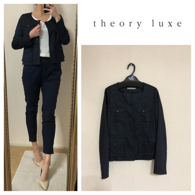 Theory luxe - セオリーリュックス リネン ノーカラージャケットの通販 by mro's shop｜セオリーリュクスならラクマ