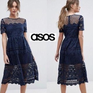 エイソス(asos)の新品◆asos Boohoo 総レース フレア ワンピース(ひざ丈ワンピース)